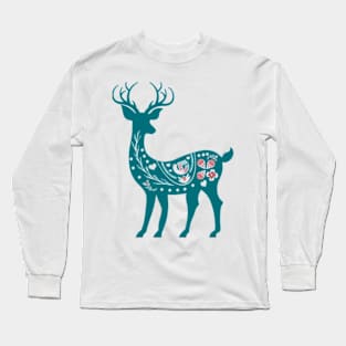 Scandivian decorated Dear Long Sleeve T-Shirt